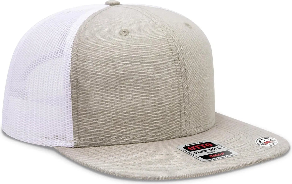 Otto 141-1070 ?Otto Snap’ 6 Panel Pro Style Mesh Back Trucker Snapback Cap - Khk/wht - 1/2’’ - 7 5/8’’