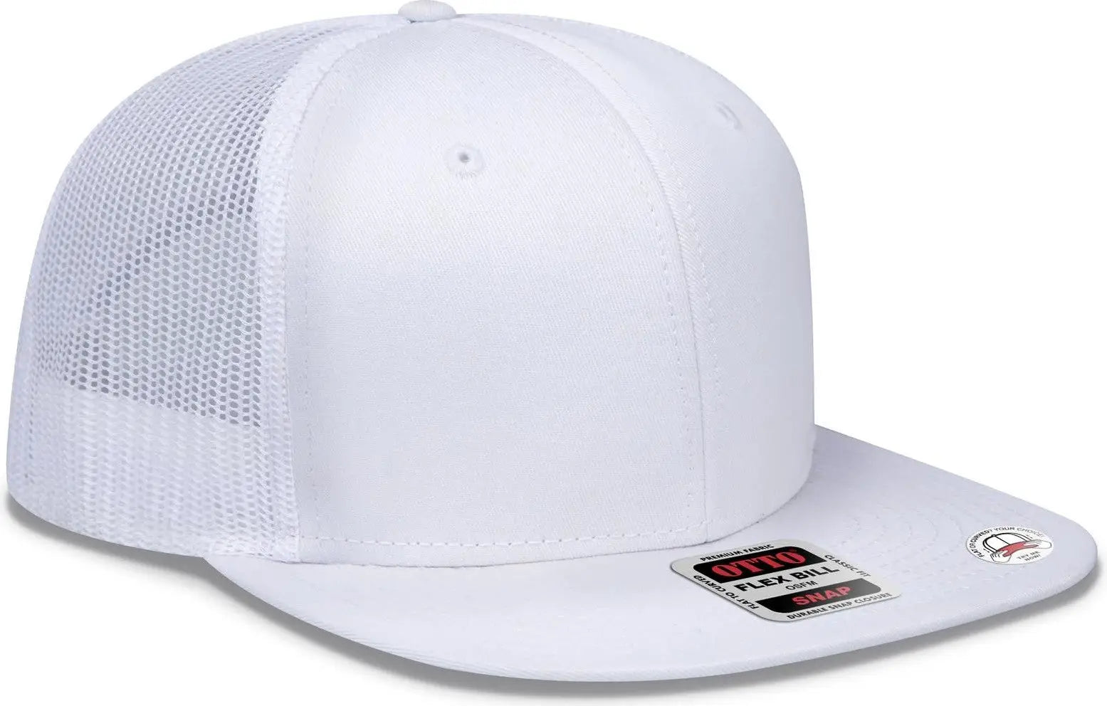 Otto 141-1070 ?Otto Snap’ 6 Panel Pro Style Mesh Back Trucker Snapback Cap - White - 1/2’’ - 7 5/8’’
