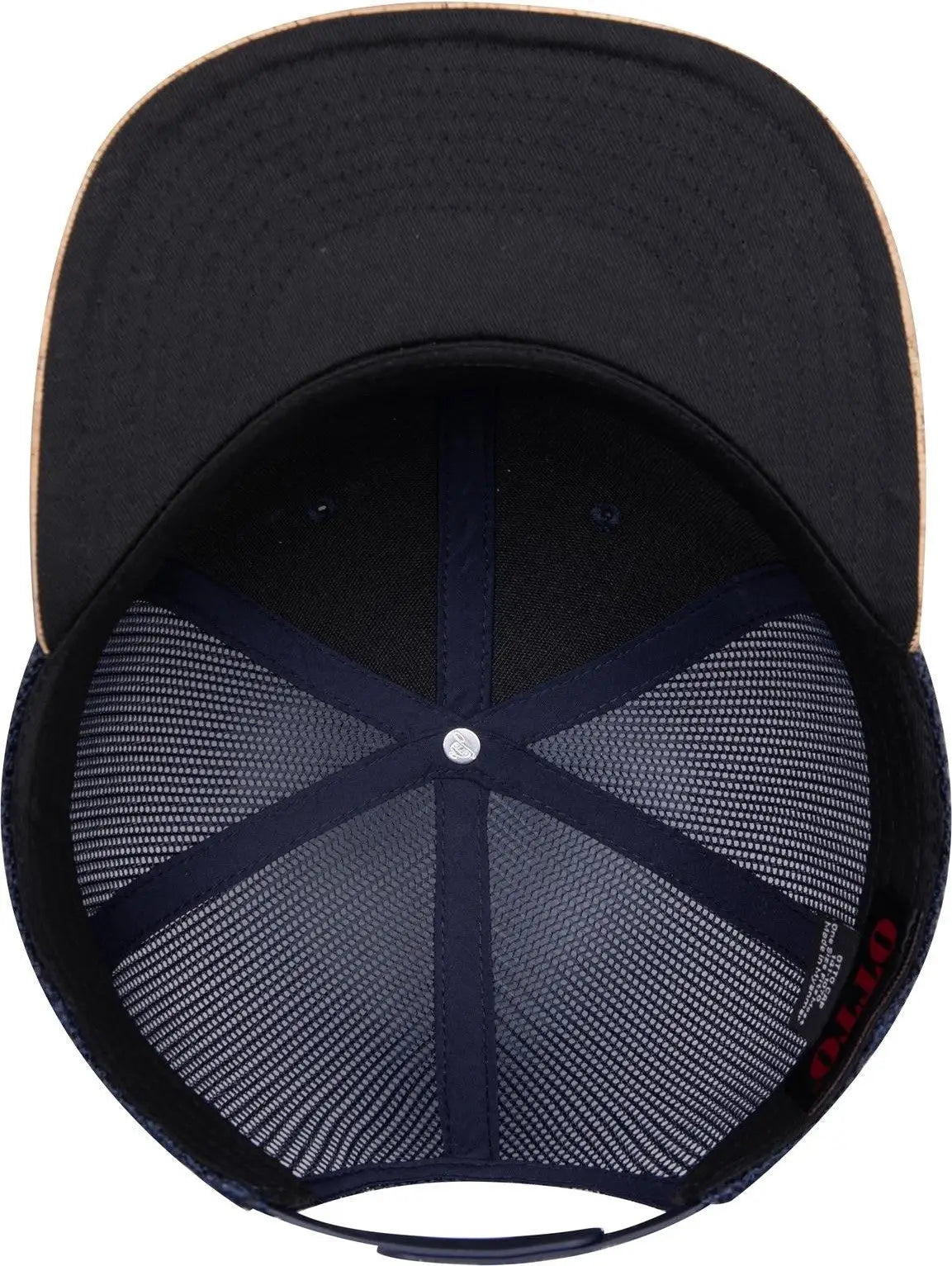 Otto 141-1070 ?Otto Snap’ 6 Panel Pro Style Mesh Back Trucker Snapback Cap - Cork/nvy - 1/2’’ - 7 5/8’’
