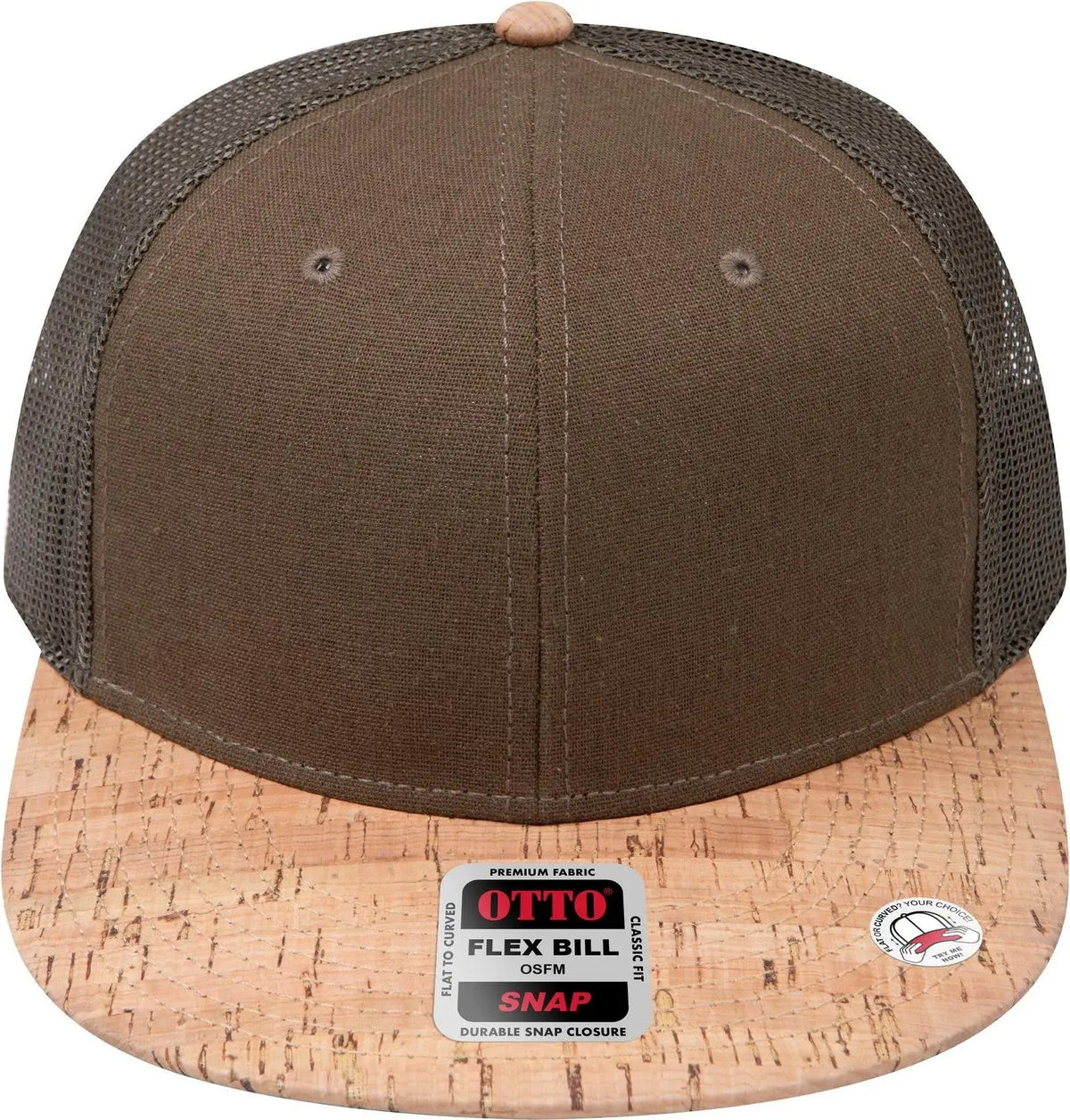Otto 141-1070 ?Otto Snap’ 6 Panel Pro Style Mesh Back Trucker Snapback Cap - Cork/ml Grn - 1/2’’ - 7 5/8’’