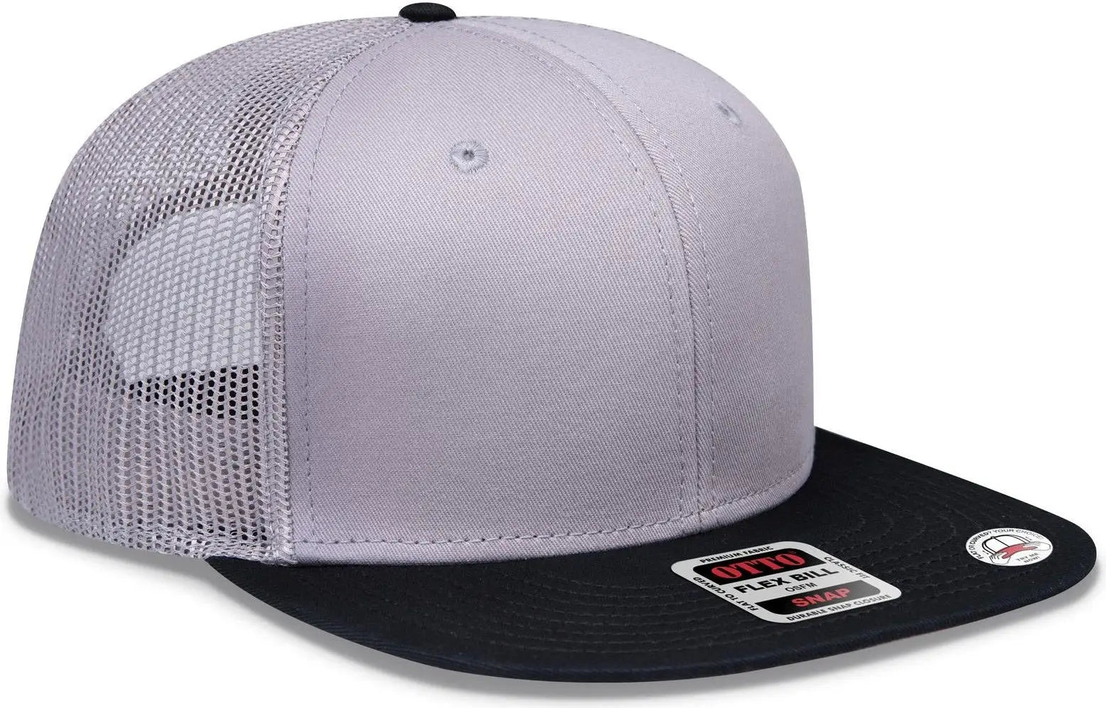 Otto 141-1070 ?Otto Snap’ 6 Panel Pro Style Mesh Back Trucker Snapback Cap - Blk/gry/gry - 1/2’’ - 7 5/8’’