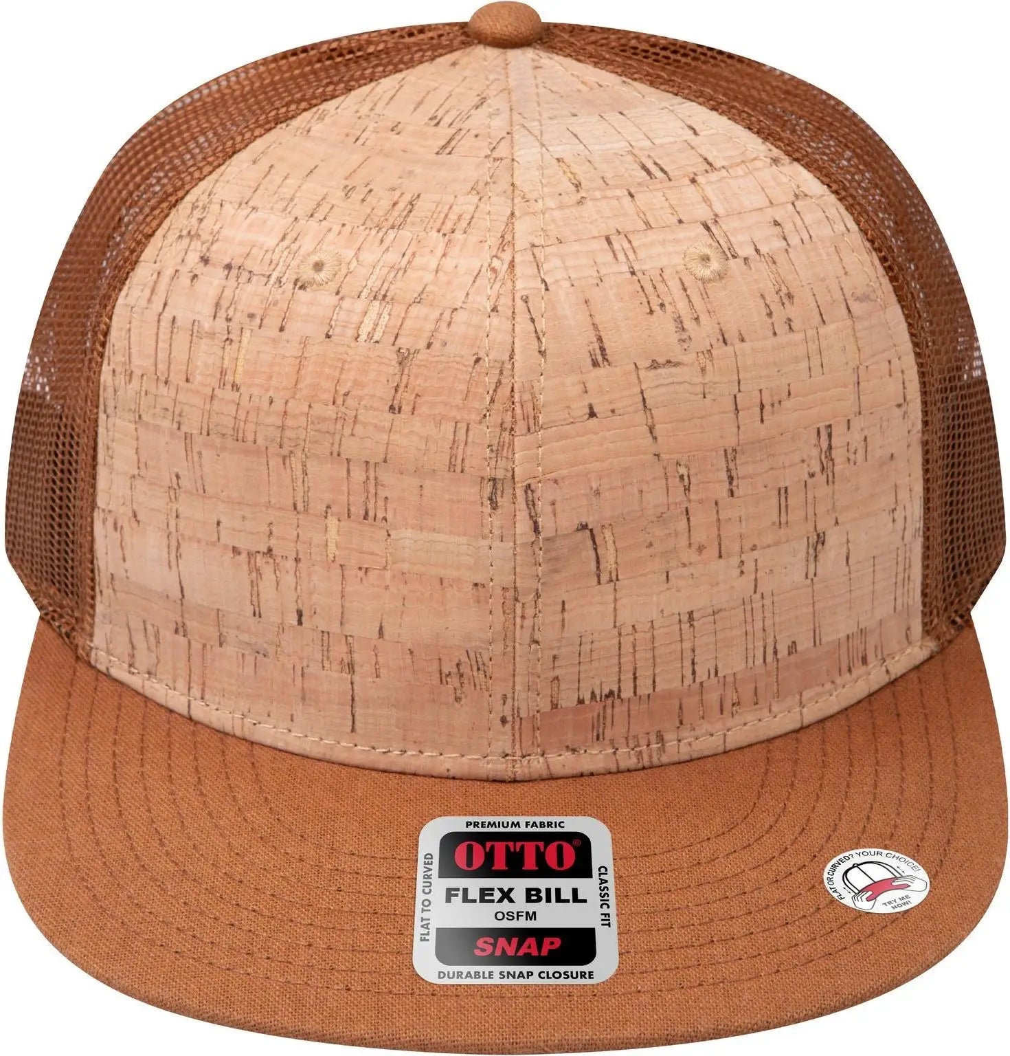 Otto 141-1070 ?Otto Snap’ 6 Panel Pro Style Mesh Back Trucker Snapback Cap - Cy Brn/crk/cy Brn - 1/2’’ - 7 5/8’’