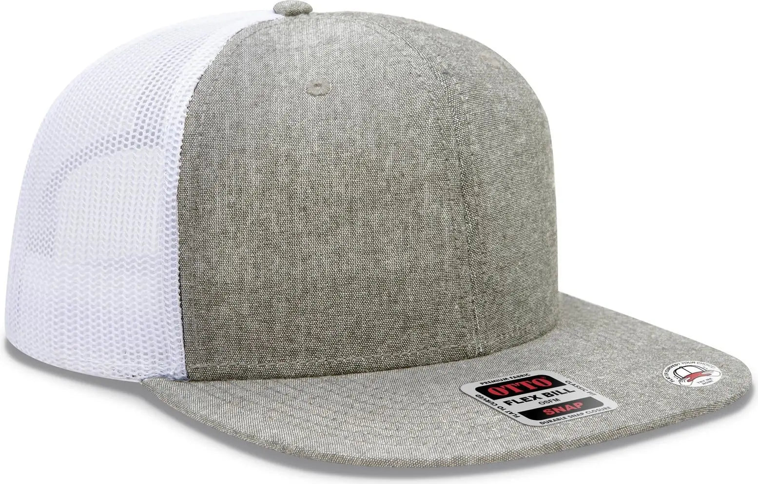 Otto 141-1070 ?Otto Snap’ 6 Panel Pro Style Mesh Back Trucker Snapback Cap - Chgry/wht - 1/2’’ - 7 5/8’’