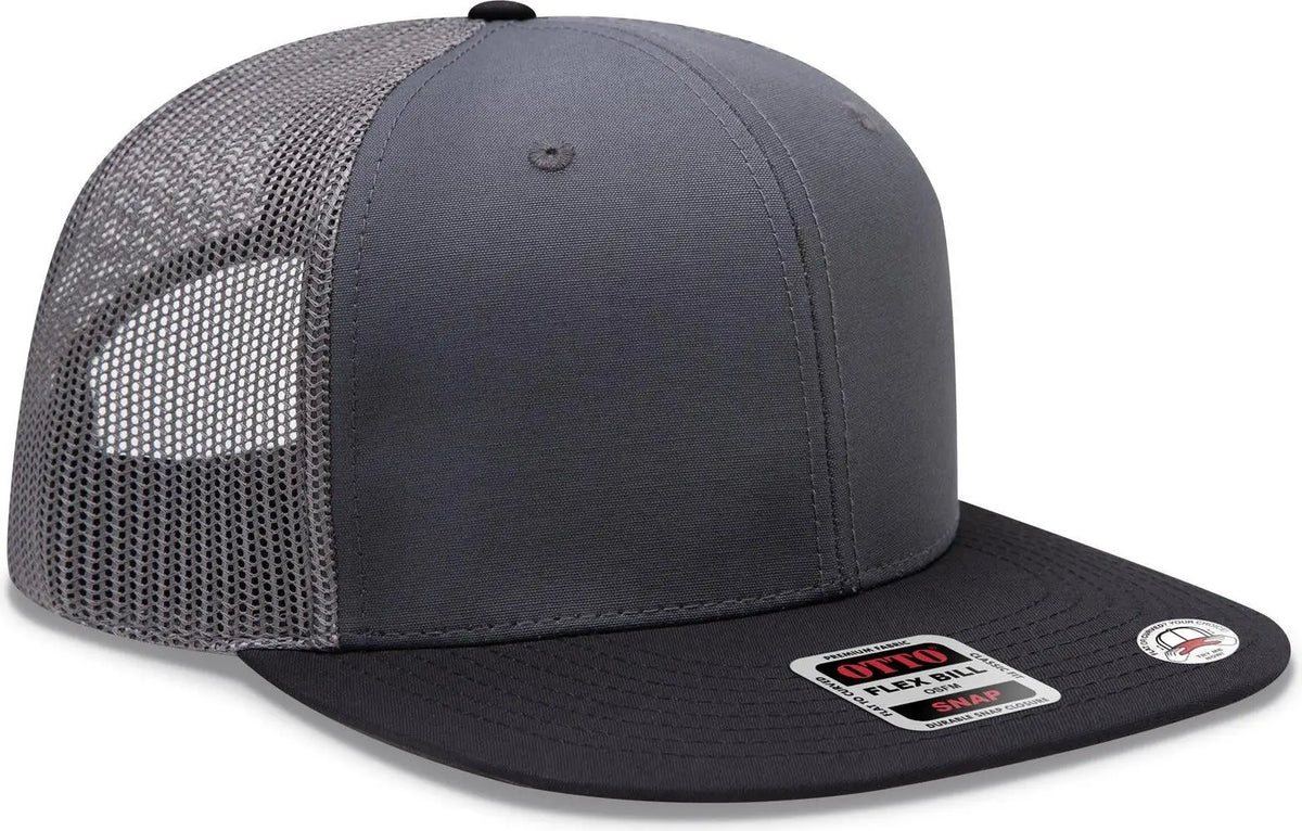 Otto 141-1070 ?Otto Snap’ 6 Panel Pro Style Mesh Back Trucker Snapback Cap - Blk/ch Gry/ch Gry - 1/2’’ - 7 5/8’’