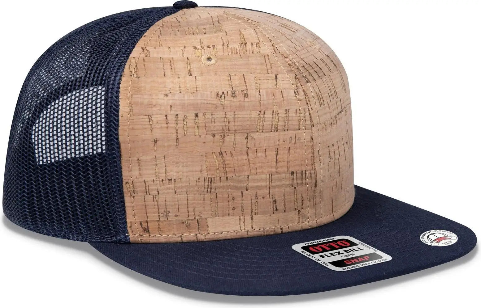 Otto 141-1070 ?Otto Snap’ 6 Panel Pro Style Mesh Back Trucker Snapback Cap - Nvy/cork/nvy - 1/2’’ - 7 5/8’’
