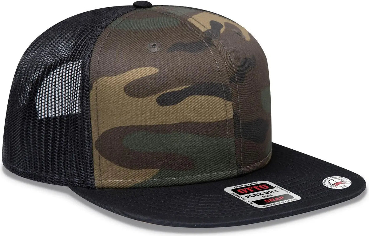 Otto 141-1070 ?Otto Snap’ 6 Panel Pro Style Mesh Back Trucker Snapback Cap - Dk.grn/brn/blk - 1/2’’ - 7 5/8’’