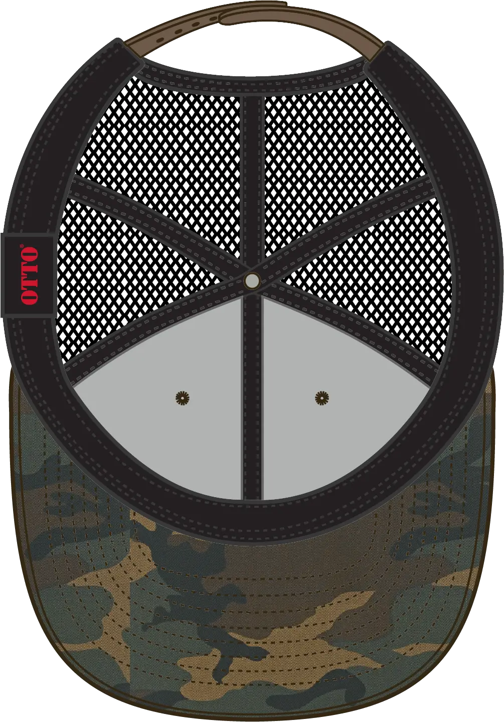 Otto 141-1070 ?Otto Snap’ 6 Panel Pro Style Mesh Back Trucker Snapback Cap - Dk.grn/brn/blk - 1/2’’ - 7 5/8’’