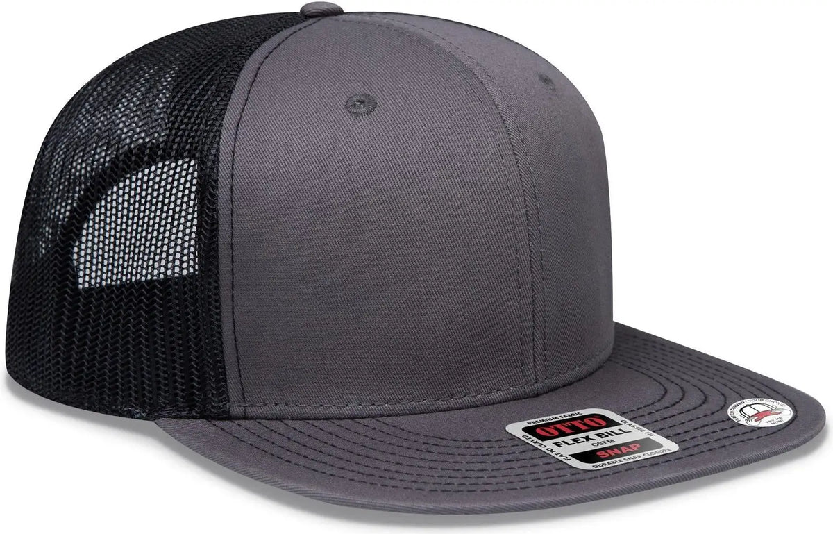 Otto 141-1070 ?Otto Snap’ 6 Panel Pro Style Mesh Back Trucker Snapback Cap - Ch.gry/ch.gry/blk - 1/2’’ - 7 5/8’’
