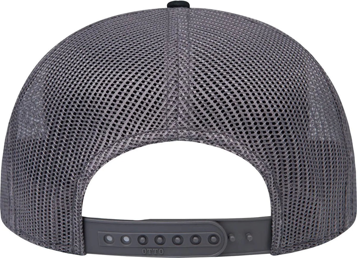 Otto 141-1070 ?Otto Snap’ 6 Panel Pro Style Mesh Back Trucker Snapback Cap - Blk/blk/ch.gry - 1/2’’ - 7 5/8’’