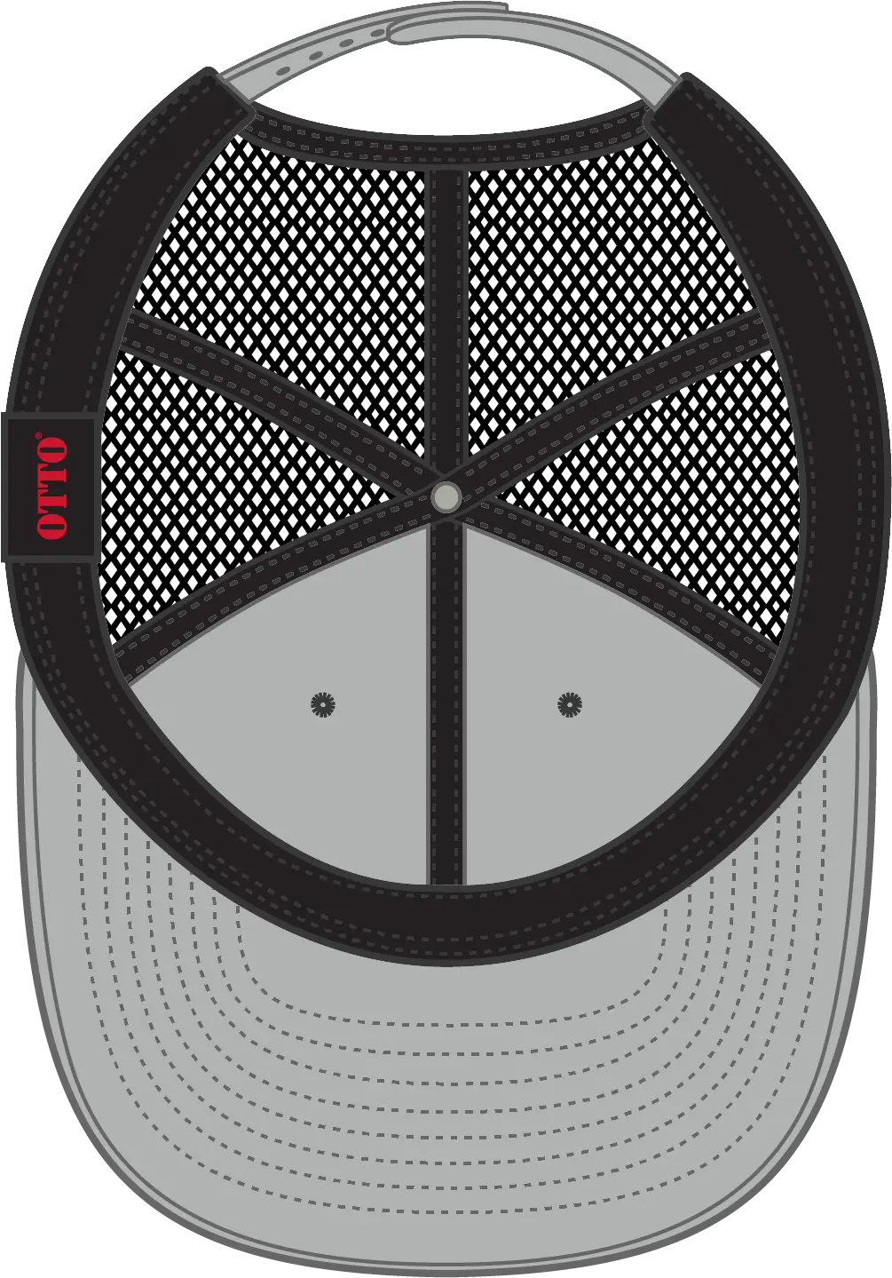 Otto 141-1070 ?Otto Snap’ 6 Panel Pro Style Mesh Back Trucker Snapback Cap - Gry/blk/blk - 1/2’’ - 7 5/8’’