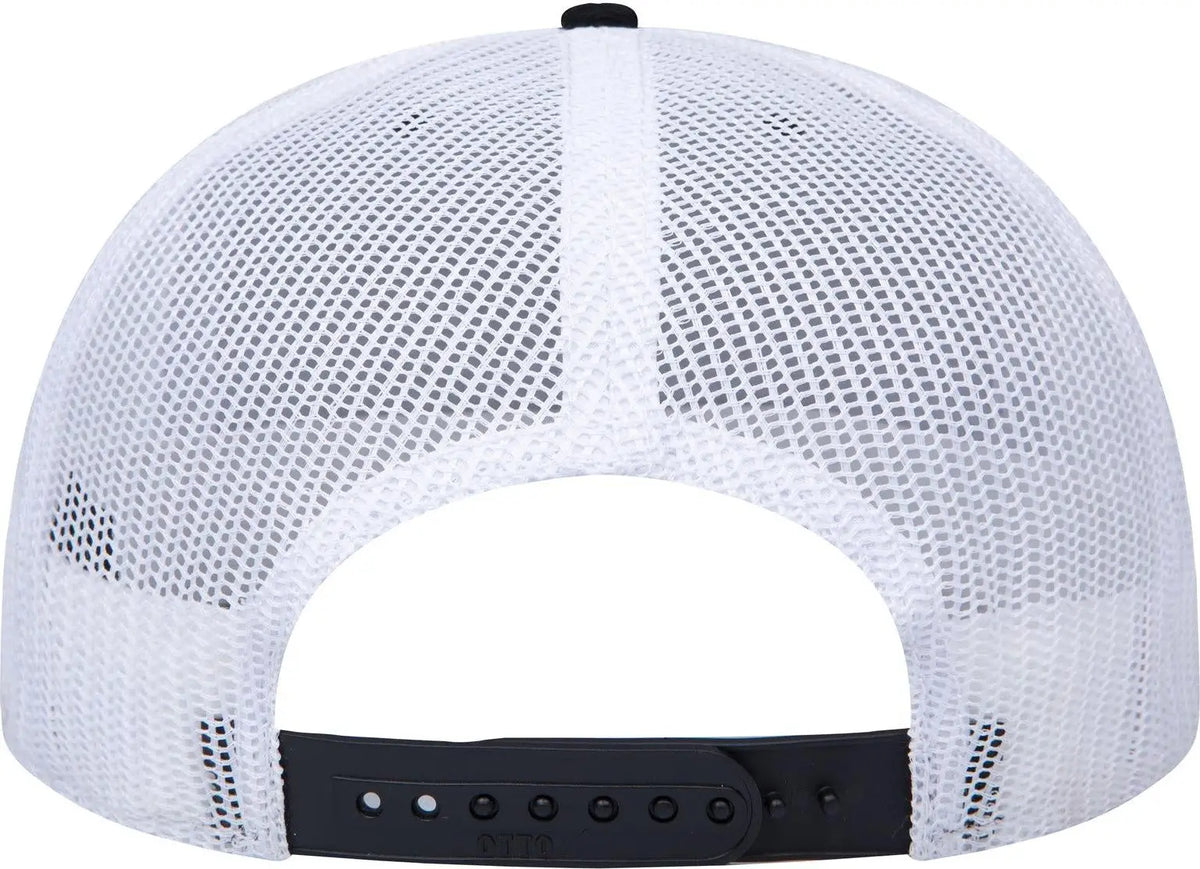 Otto 141-1070 ?Otto Snap’ 6 Panel Pro Style Mesh Back Trucker Snapback Cap - Blk/blk/wht - 1/2’’ - 7 5/8’’