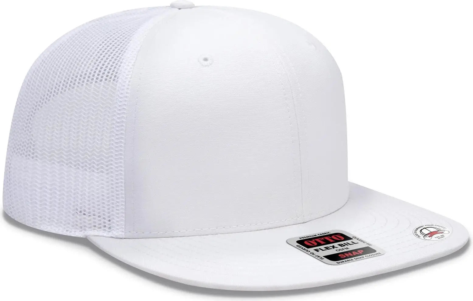 Otto 141-1070 ?Otto Snap’ 6 Panel Pro Style Mesh Back Trucker Snapback Cap - White - 1/2’’ - 7 5/8’’
