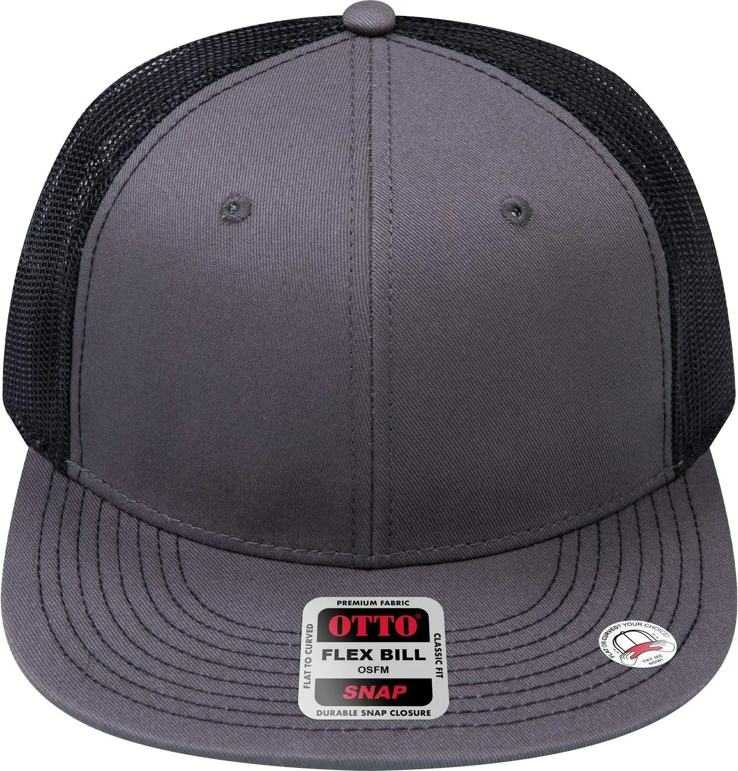 Otto 141-1070 ?Otto Snap’ 6 Panel Pro Style Mesh Back Trucker Snapback Cap - Ch.gry/ch.gry/blk - 1/2’’ - 7 5/8’’