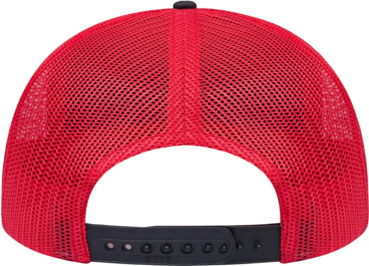 Otto 141-1070 ?Otto Snap’ 6 Panel Pro Style Mesh Back Trucker Snapback Cap - Blk/blk/red - 1/2’’ - 7 5/8’’