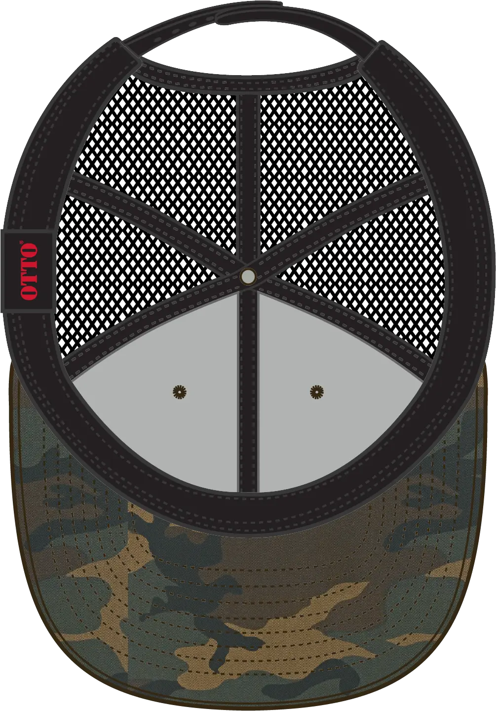 Otto 141-1070 ?Otto Snap’ 6 Panel Pro Style Mesh Back Trucker Snapback Cap - Dk.grn/brn/blk - 1/2’’ - 7 5/8’’
