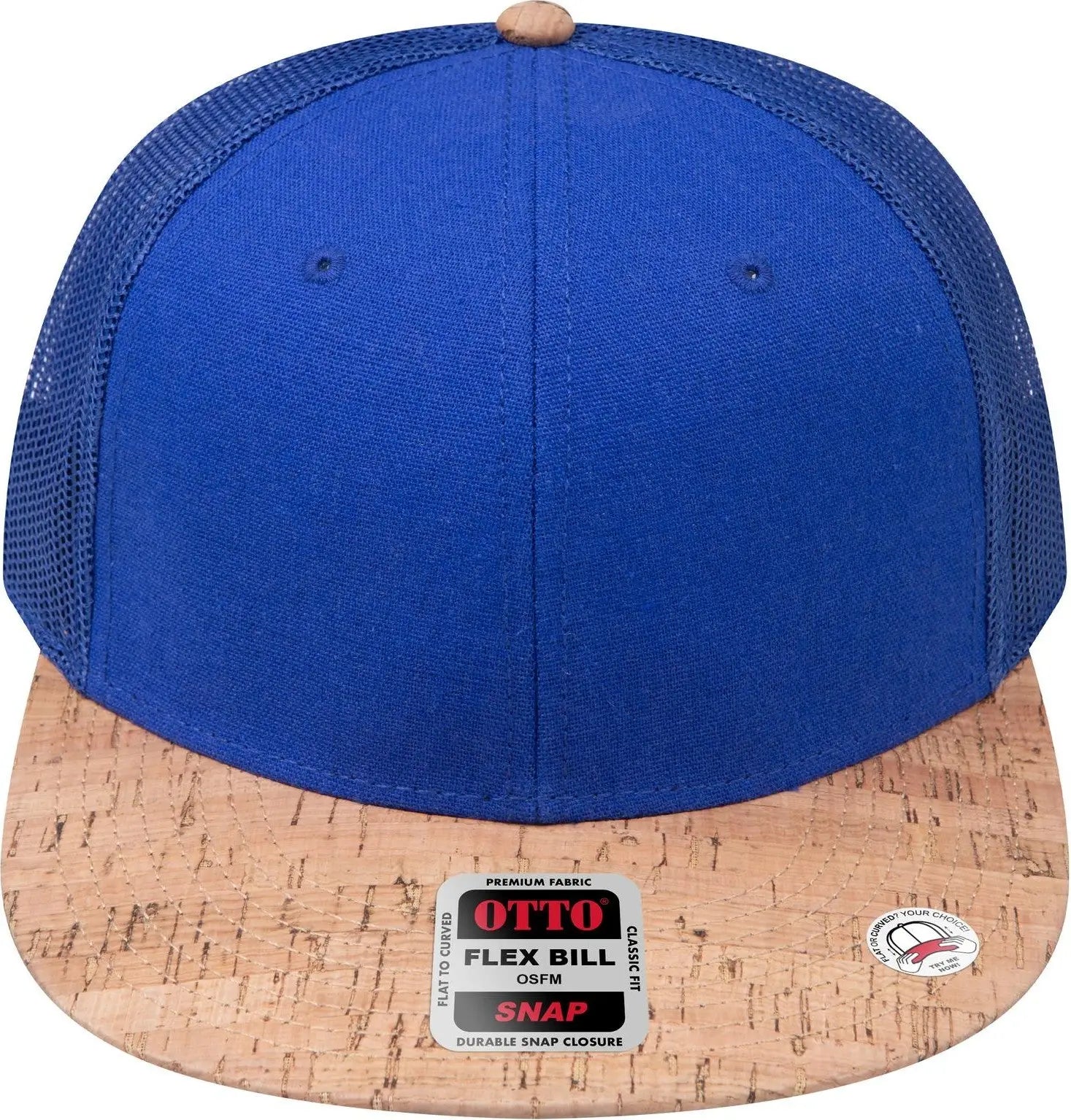 Otto 141-1070 ?Otto Snap’ 6 Panel Pro Style Mesh Back Trucker Snapback Cap - Cork/ryl - 1/2’’ - 7 5/8’’