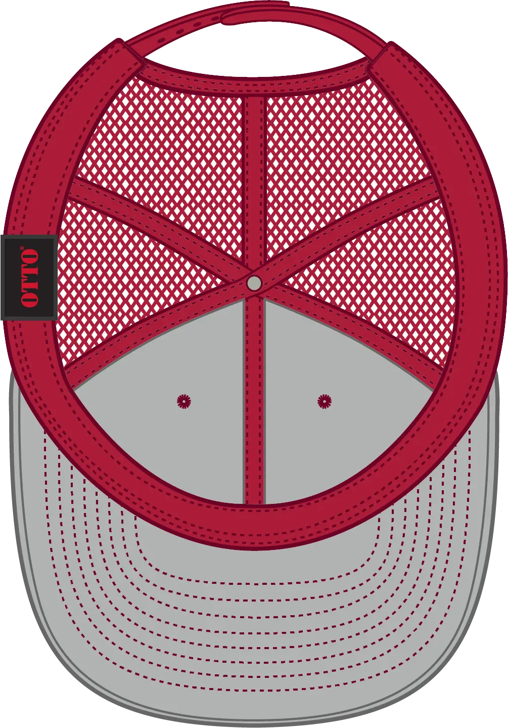 Otto 141-1070 ?Otto Snap’ 6 Panel Pro Style Mesh Back Trucker Snapback Cap - Red - 1/2’’ - 7 5/8’’