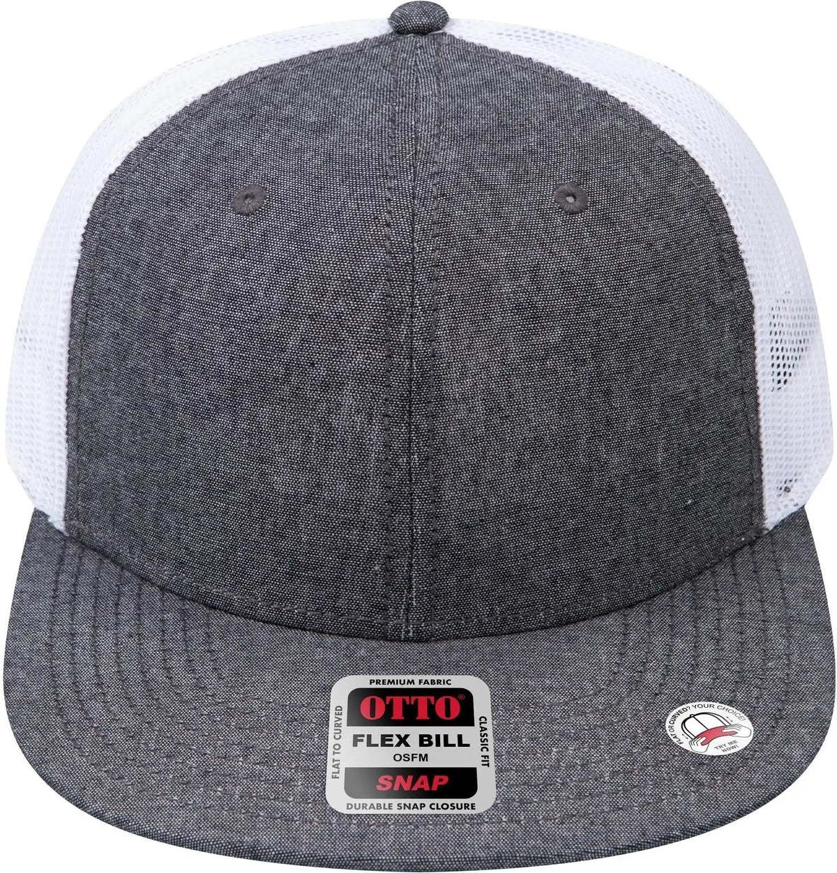 Otto 141-1070 ?Otto Snap’ 6 Panel Pro Style Mesh Back Trucker Snapback Cap - Blk/wht - 1/2’’ - 7 5/8’’
