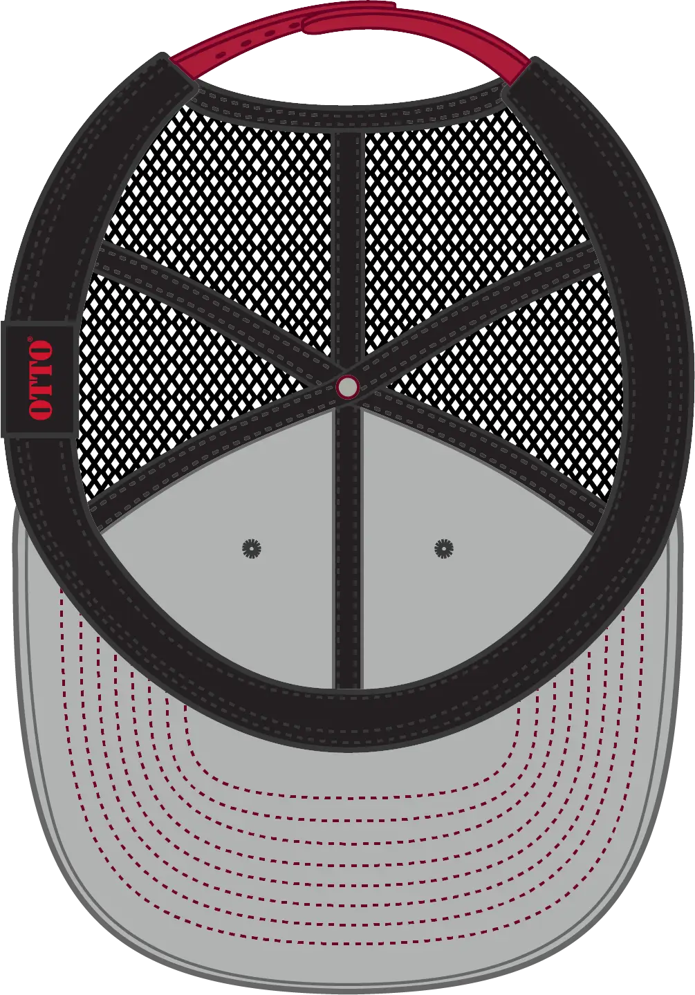 Otto 141-1070 ?Otto Snap’ 6 Panel Pro Style Mesh Back Trucker Snapback Cap - Red/blk/blk - 1/2’’ - 7 5/8’’