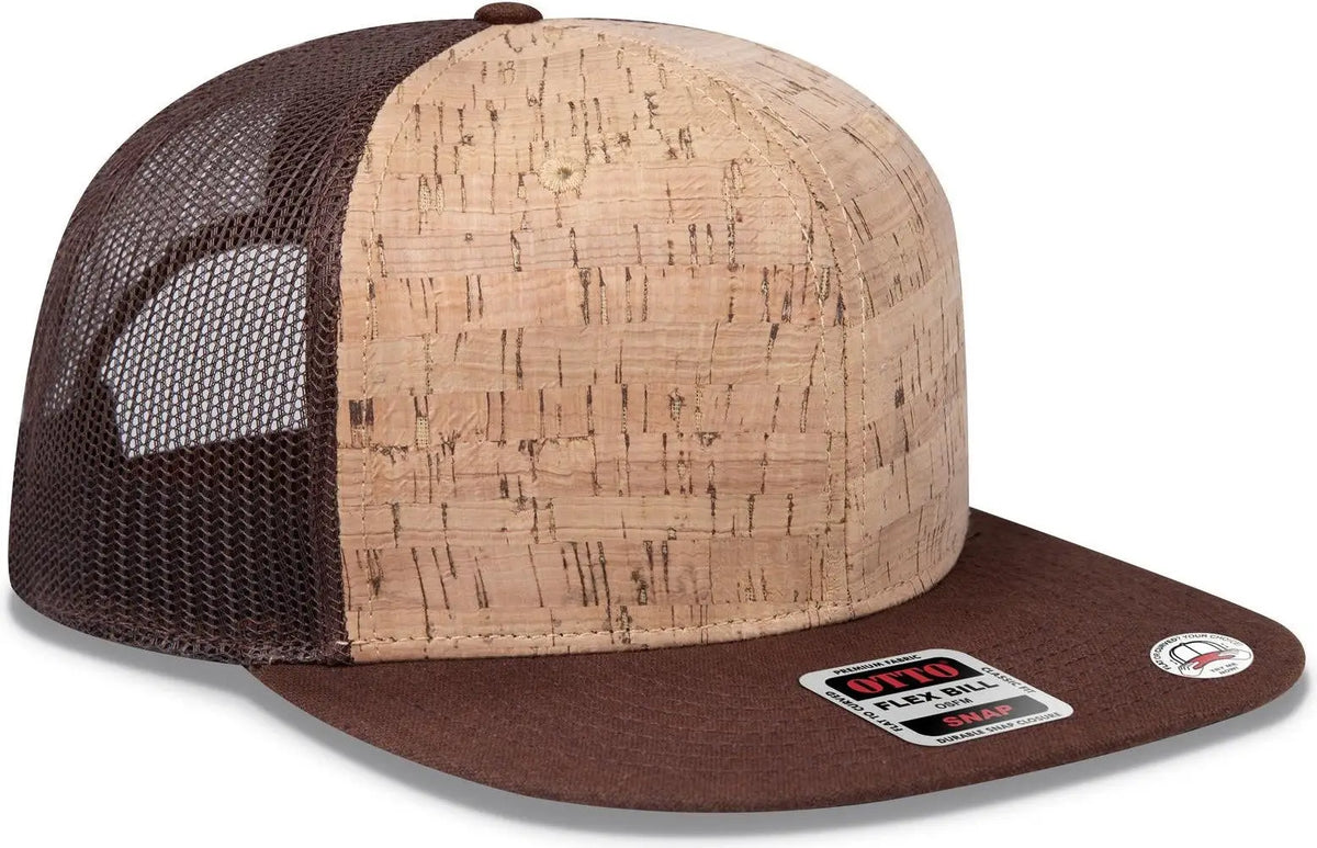 Otto 141-1070 ?Otto Snap’ 6 Panel Pro Style Mesh Back Trucker Snapback Cap - Brn/crk/brn - 1/2’’ - 7 5/8’’