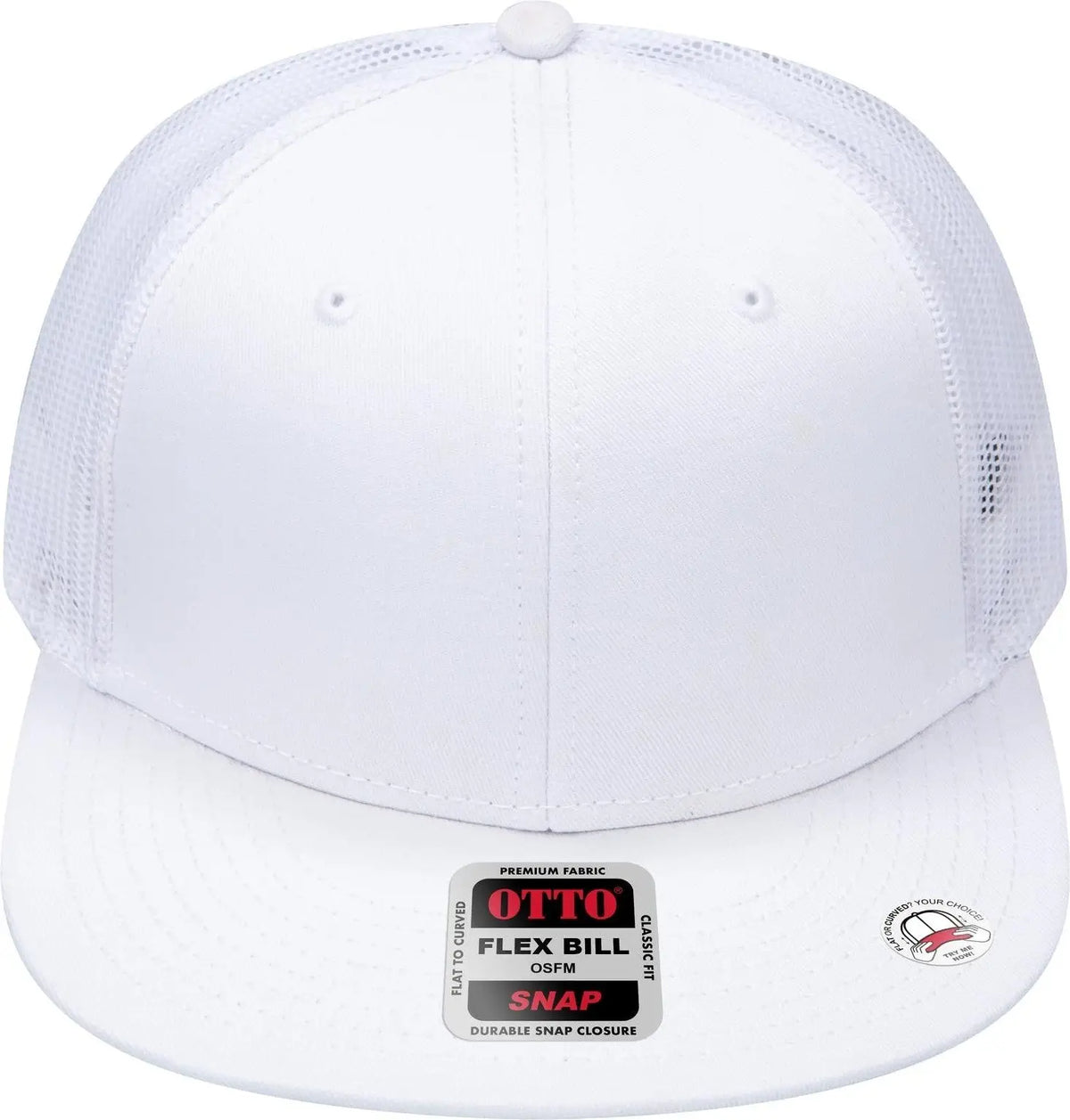Otto 141-1070 ?Otto Snap’ 6 Panel Pro Style Mesh Back Trucker Snapback Cap - White - 1/2’’ - 7 5/8’’