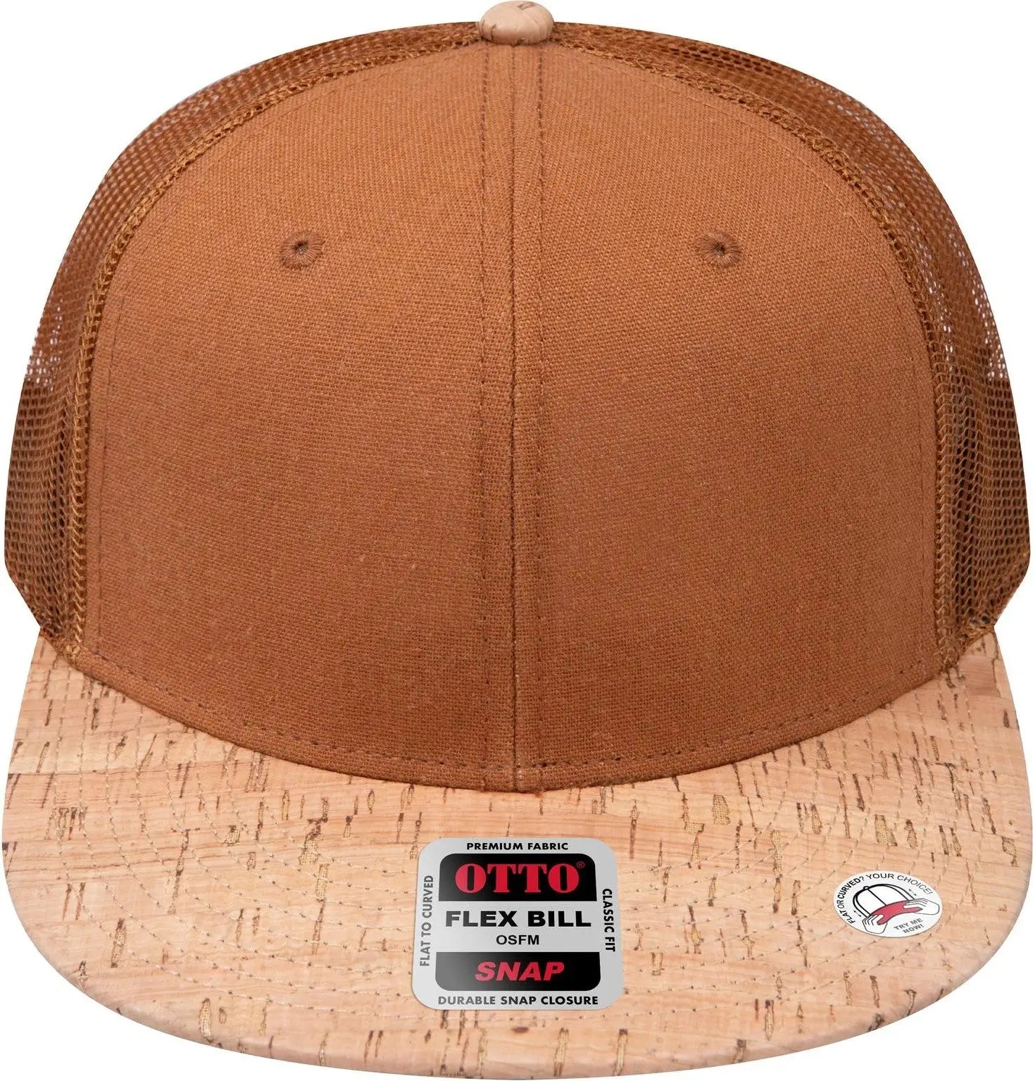 Otto 141-1070 ?Otto Snap’ 6 Panel Pro Style Mesh Back Trucker Snapback Cap - Cork/cy Brn - 1/2’’ - 7 5/8’’