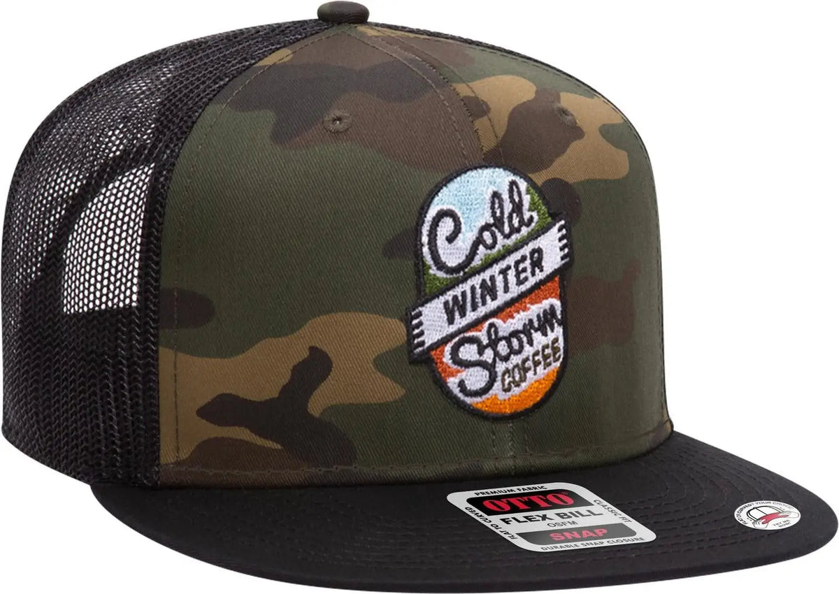 Otto 141-1070 ?Otto Snap’ 6 Panel Pro Style Mesh Back Trucker Snapback Cap - Blk/blk/wht - 1/2’’ - 7 5/8’’