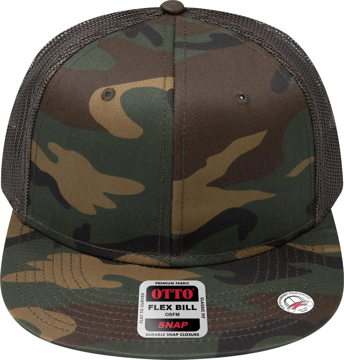 Otto 141-1070 ?Otto Snap’ 6 Panel Pro Style Mesh Back Trucker Snapback Cap - Dk.grn/brn/dk.ol.grn - 1/2’’ - 7 5/8’’