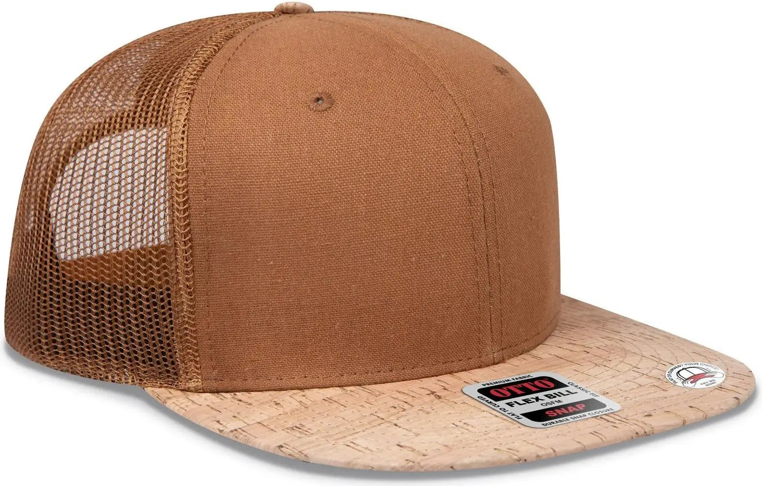 Otto 141-1070 ?Otto Snap’ 6 Panel Pro Style Mesh Back Trucker Snapback Cap - Cork/cy Brn - 1/2’’ - 7 5/8’’