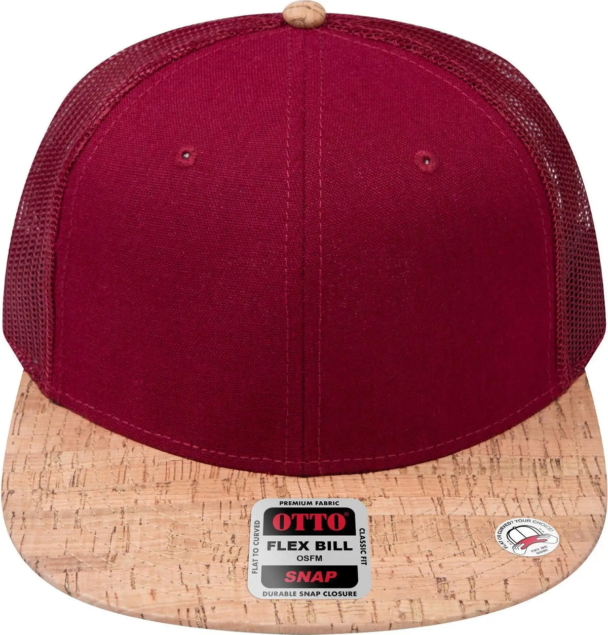 Otto 141-1070 ?Otto Snap’ 6 Panel Pro Style Mesh Back Trucker Snapback Cap - Cork/bg Mrn - 1/2’’ - 7 5/8’’