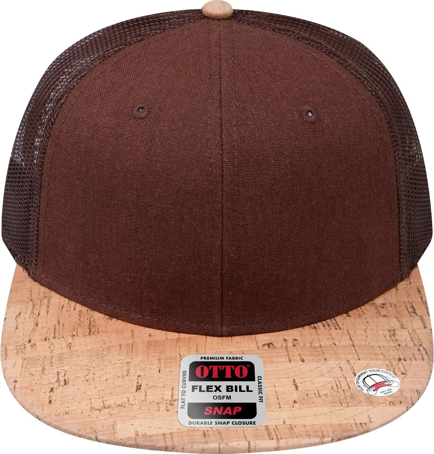 Otto 141-1070 ?Otto Snap’ 6 Panel Pro Style Mesh Back Trucker Snapback Cap - Cork/brn - 1/2’’ - 7 5/8’’