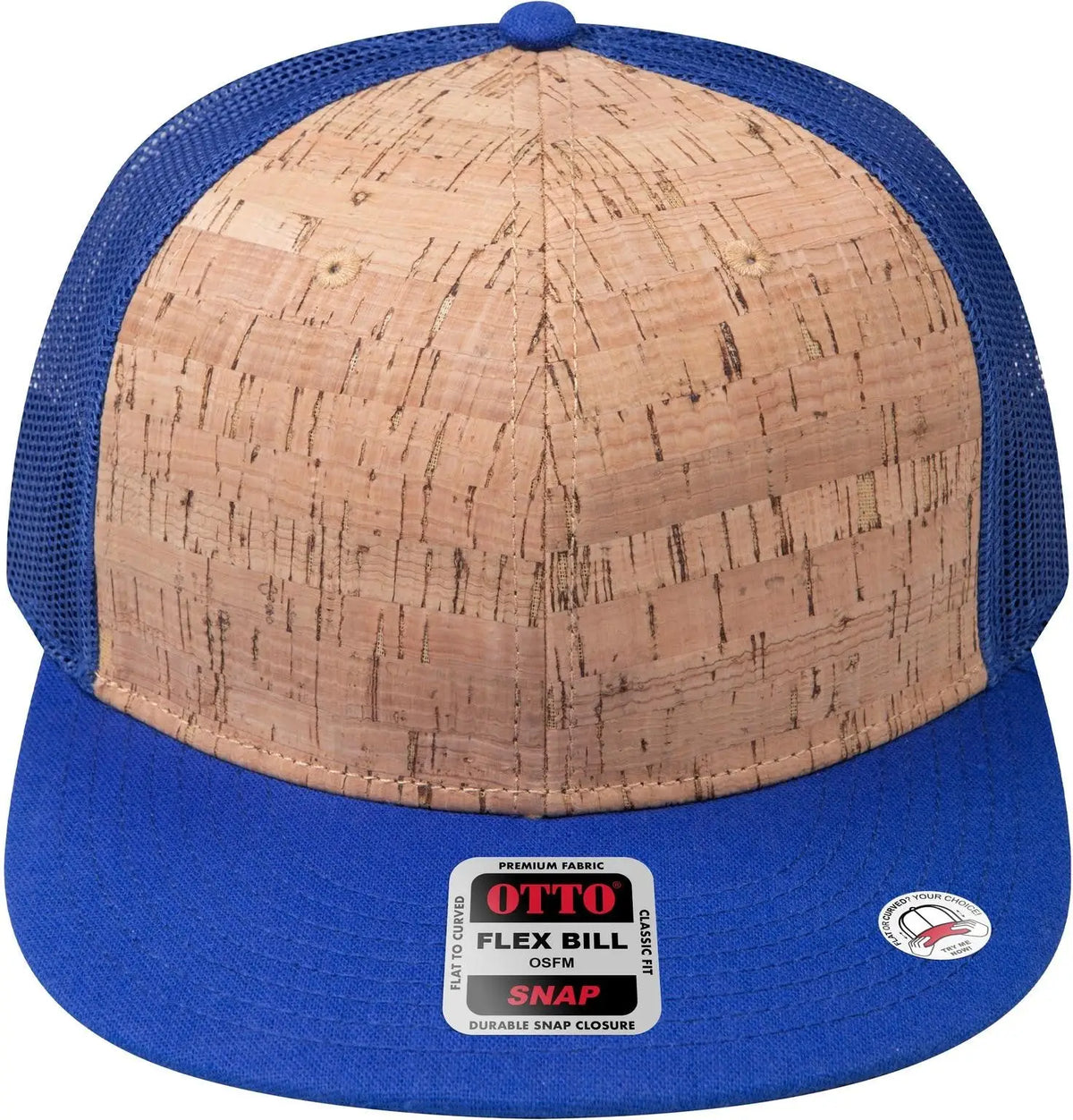 Otto 141-1070 ?Otto Snap’ 6 Panel Pro Style Mesh Back Trucker Snapback Cap - Ryl/crk/ryl - 1/2’’ - 7 5/8’’