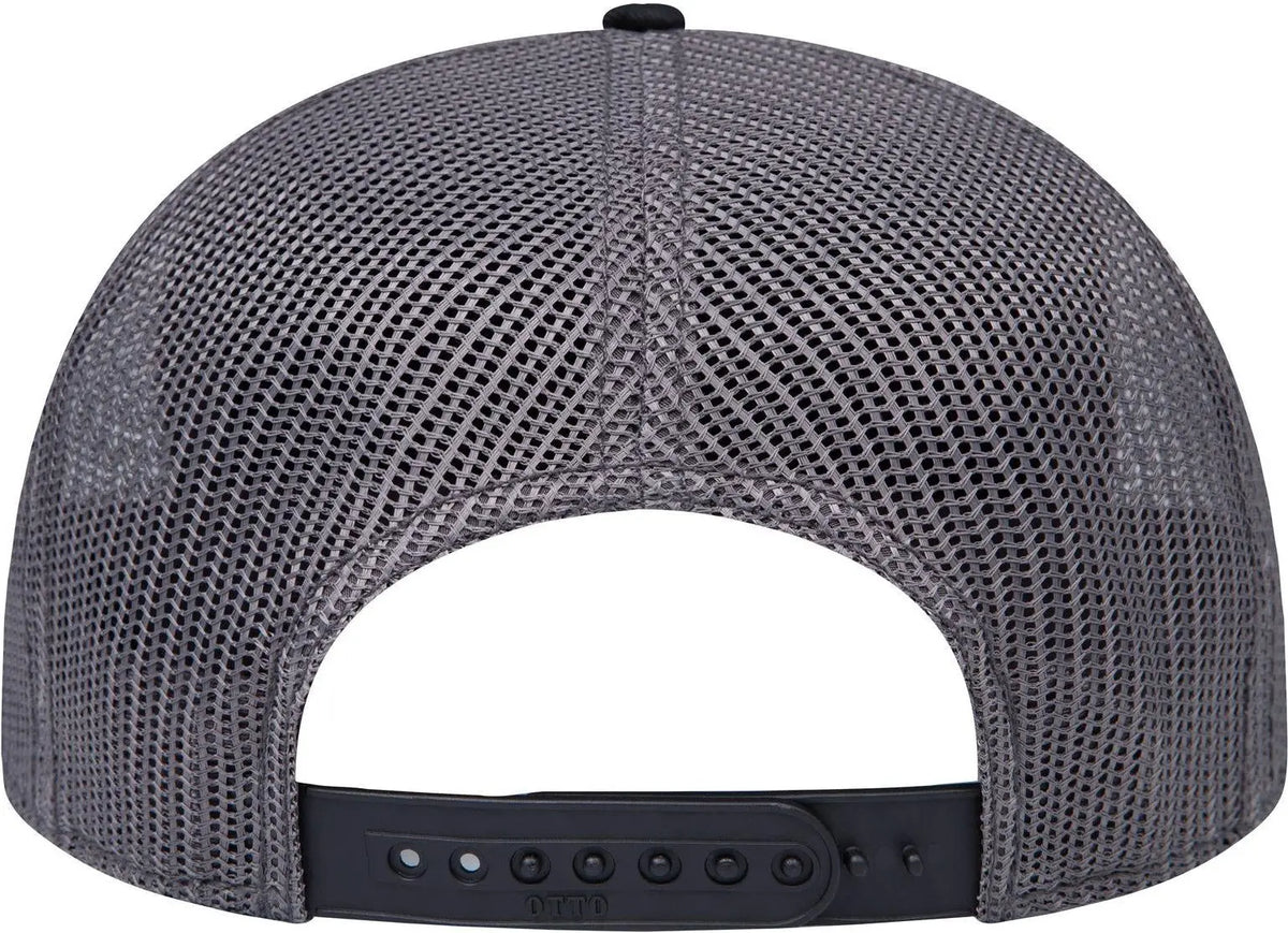 Otto 141-1070 ?Otto Snap’ 6 Panel Pro Style Mesh Back Trucker Snapback Cap - Blk/blk/ch.gry - 1/2’’ - 7 5/8’’