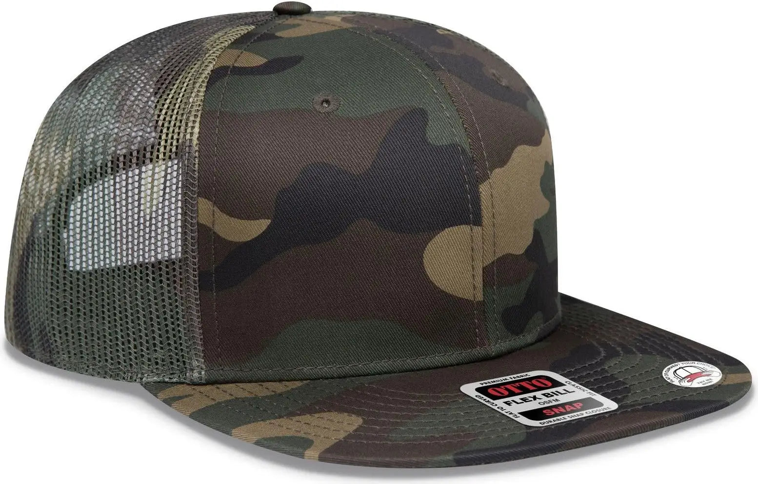 Otto 141-1070 ?Otto Snap’ 6 Panel Pro Style Mesh Back Trucker Snapback Cap - Dk.grn/brn - 1/2’’ - 7 5/8’’