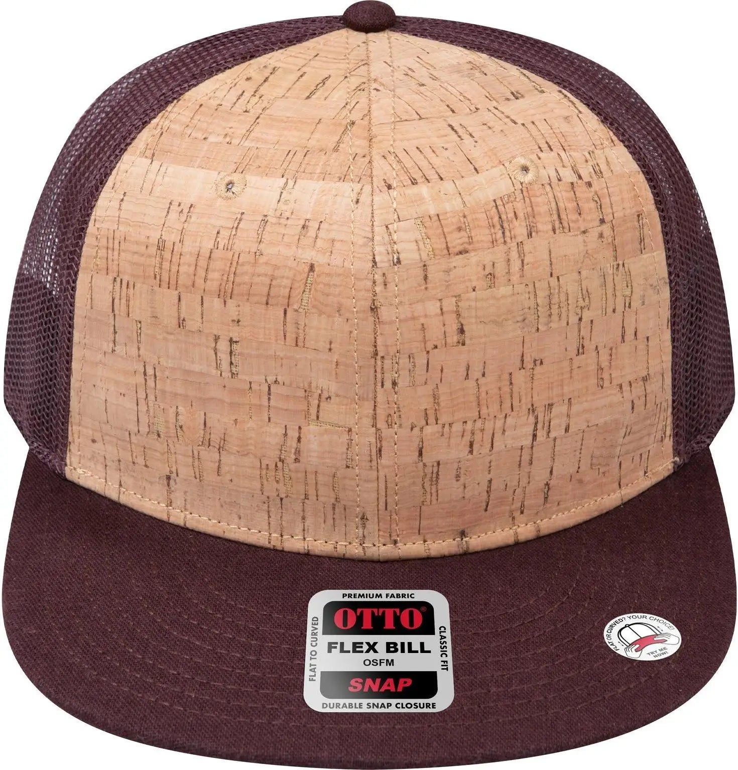 Otto 141-1070 ?Otto Snap’ 6 Panel Pro Style Mesh Back Trucker Snapback Cap - D.brn/cork/d.brn - 1/2’’ - 7 5/8’’