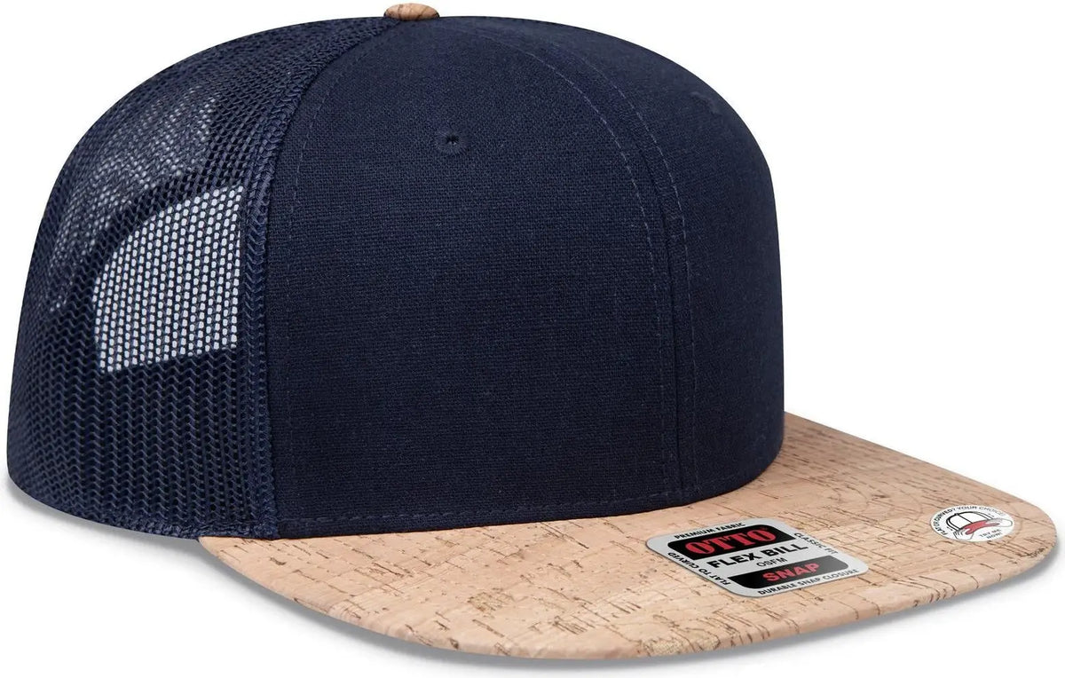 Otto 141-1070 ?Otto Snap’ 6 Panel Pro Style Mesh Back Trucker Snapback Cap - Cork/nvy - 1/2’’ - 7 5/8’’