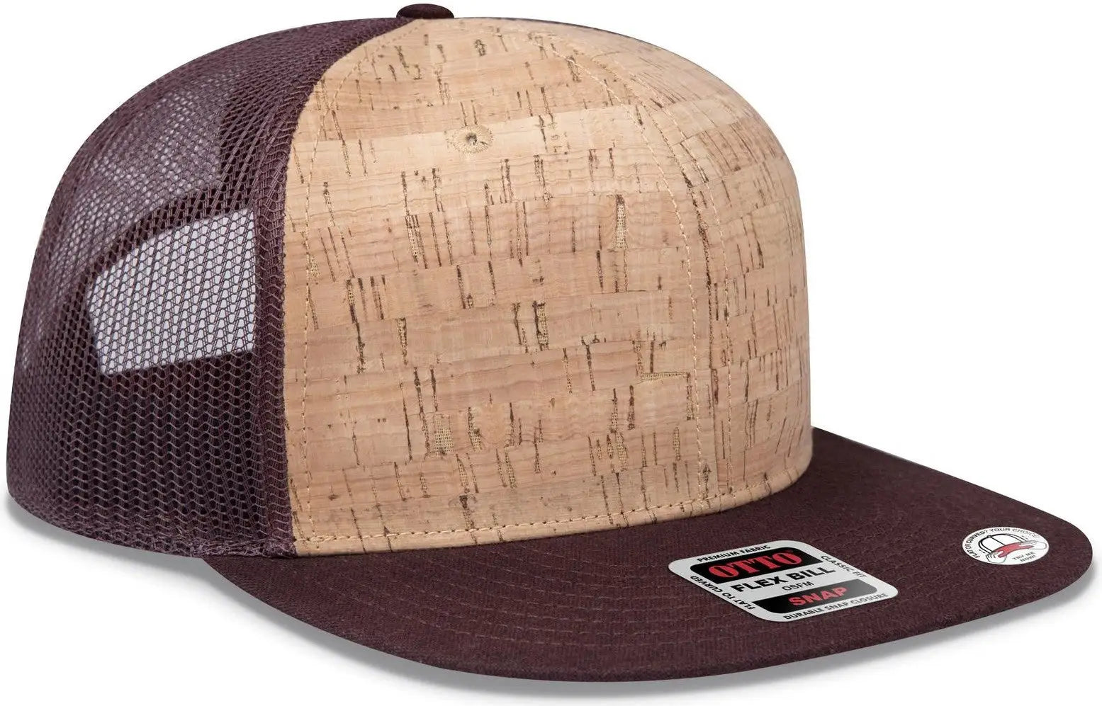 Otto 141-1070 ?Otto Snap’ 6 Panel Pro Style Mesh Back Trucker Snapback Cap - D.brn/cork/d.brn - 1/2’’ - 7 5/8’’