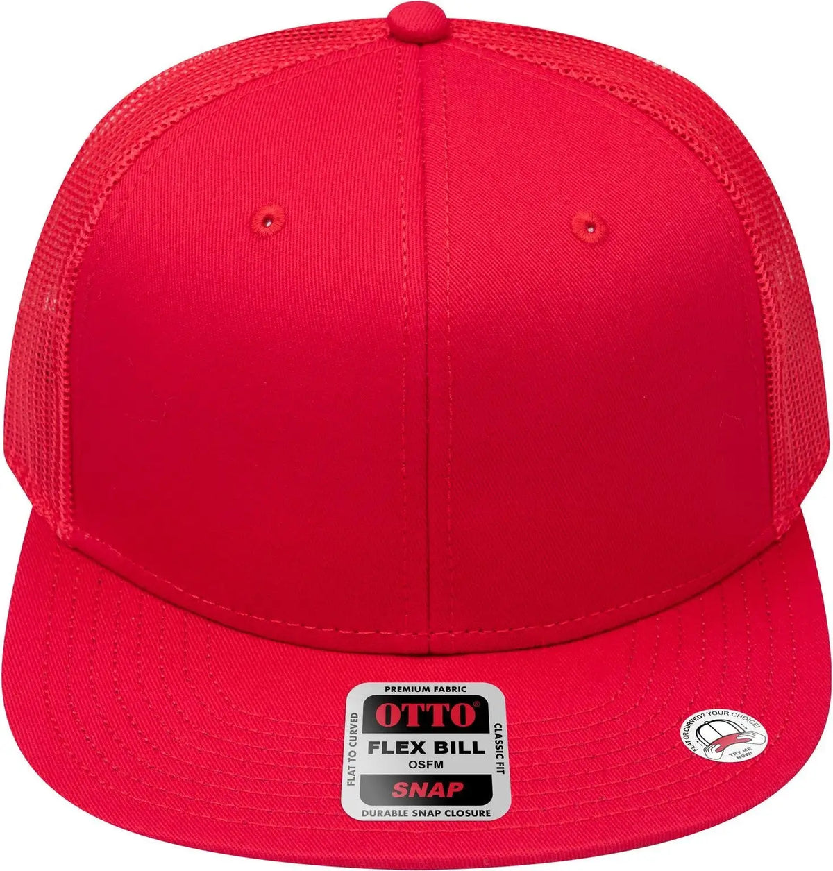 Otto 141-1070 ?Otto Snap’ 6 Panel Pro Style Mesh Back Trucker Snapback Cap - Red - 1/2’’ - 7 5/8’’