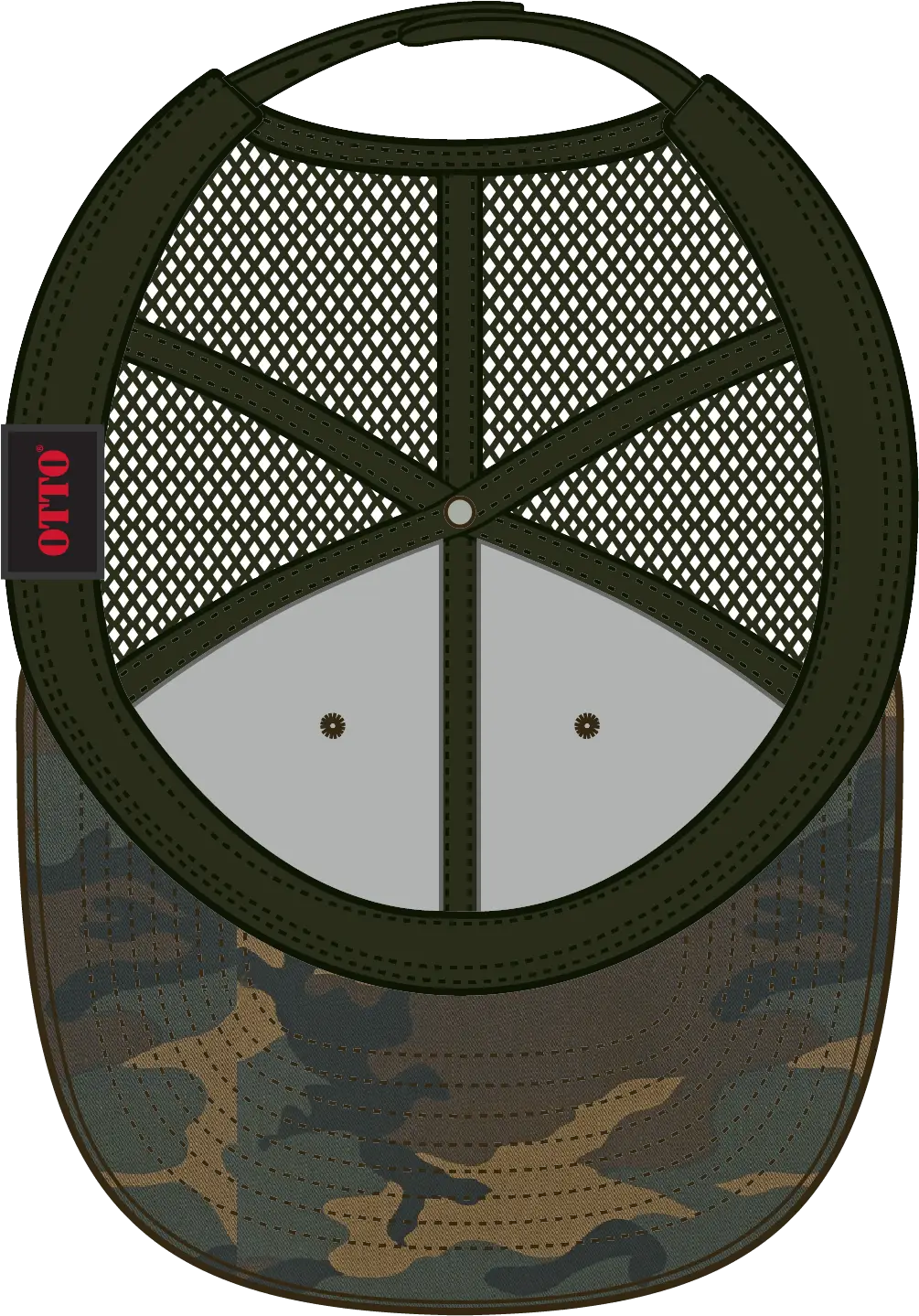 Otto 141-1070 ?Otto Snap’ 6 Panel Pro Style Mesh Back Trucker Snapback Cap - Dk.grn/brn/dk.ol.grn - 1/2’’ - 7 5/8’’