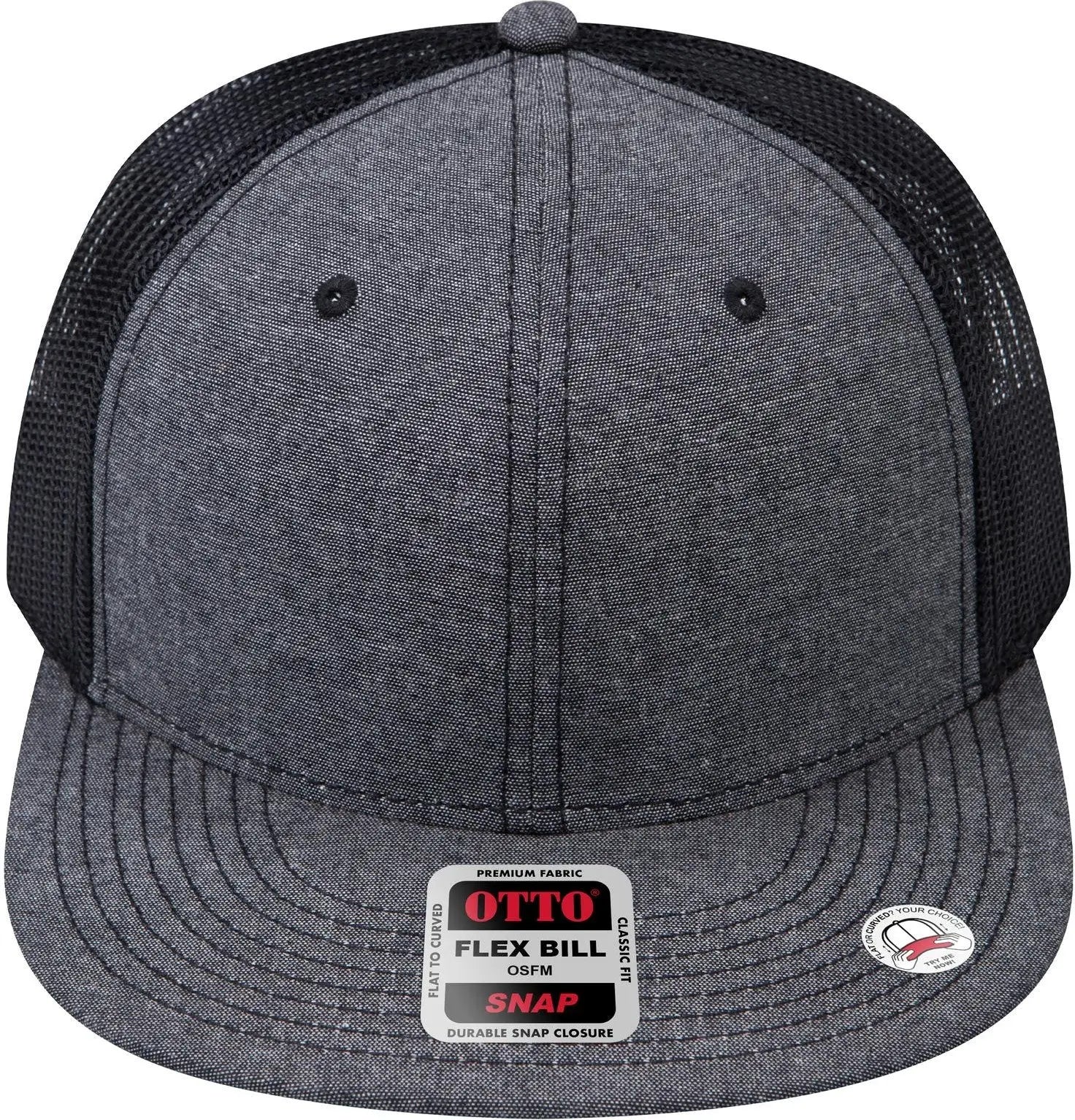 Otto 141-1070 ?Otto Snap’ 6 Panel Pro Style Mesh Back Trucker Snapback Cap - Black - 1/2’’ - 7 5/8’’