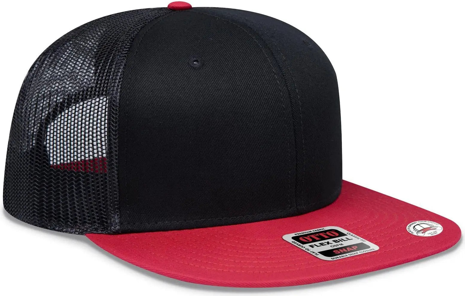Otto 141-1070 ?Otto Snap’ 6 Panel Pro Style Mesh Back Trucker Snapback Cap - Red/blk/blk - 1/2’’ - 7 5/8’’