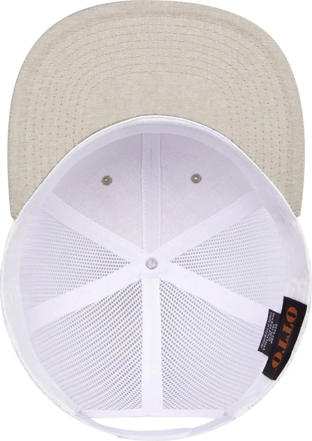 Otto 141-1070 ?Otto Snap’ 6 Panel Pro Style Mesh Back Trucker Snapback Cap - Khk/wht - 1/2’’ - 7 5/8’’