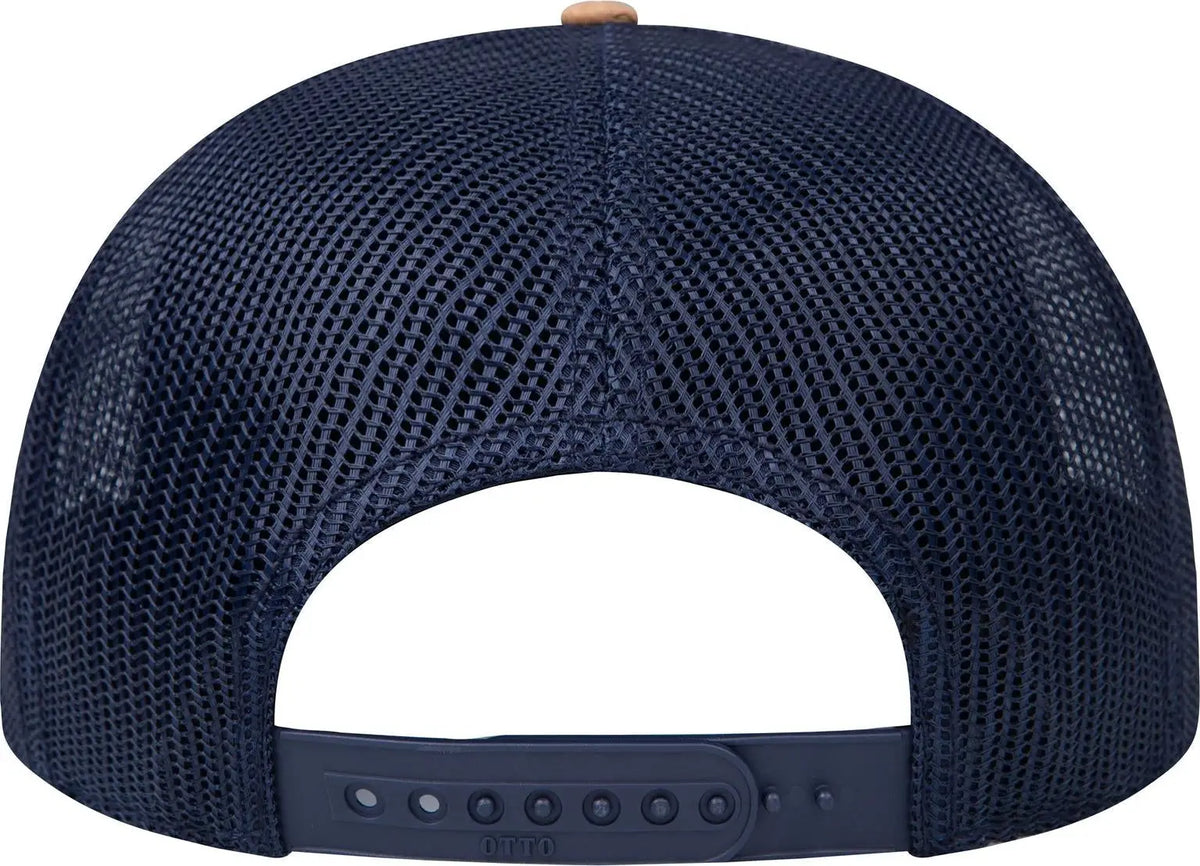 Otto 141-1070 ?Otto Snap’ 6 Panel Pro Style Mesh Back Trucker Snapback Cap - Cork/nvy - 1/2’’ - 7 5/8’’