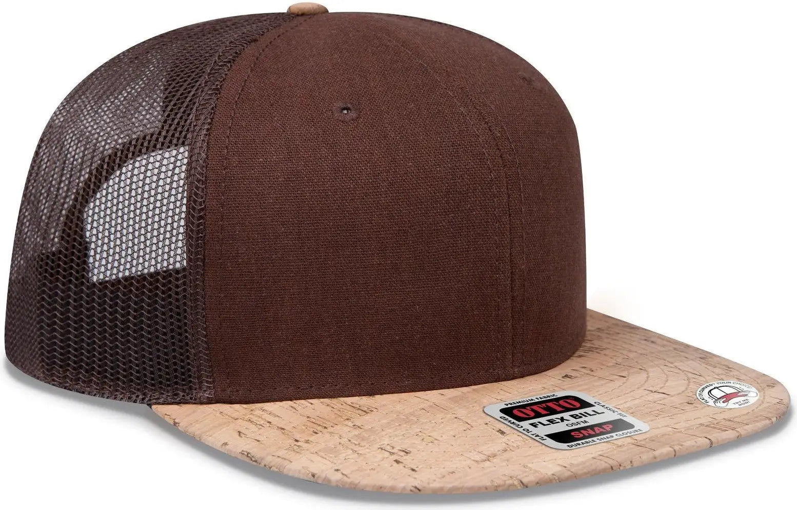 Otto 141-1070 ?Otto Snap’ 6 Panel Pro Style Mesh Back Trucker Snapback Cap - Cork/brn - 1/2’’ - 7 5/8’’
