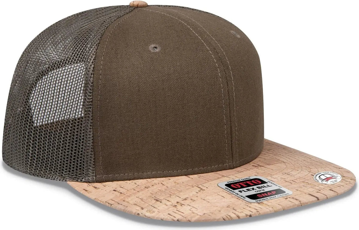 Otto 141-1070 ?Otto Snap’ 6 Panel Pro Style Mesh Back Trucker Snapback Cap - Cork/ml Grn - 1/2’’ - 7 5/8’’