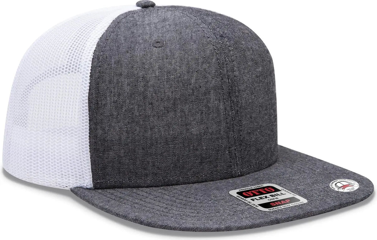 Otto 141-1070 ?Otto Snap’ 6 Panel Pro Style Mesh Back Trucker Snapback Cap - Blk/wht - 1/2’’ - 7 5/8’’