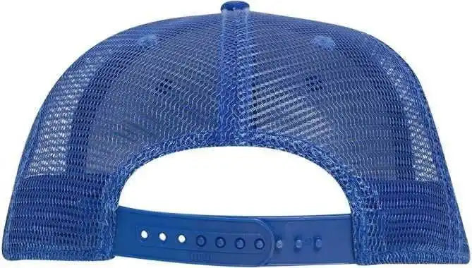 Otto 141-1070 Superior Cotton Twill Round Flat Visor 6 Panel Pro Style Mesh Back Trucker Snapback Hat - Royal