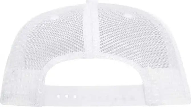 Otto 141 1070 Superior Cotton Twill Round Flat Visor 6 Panel Pro Style Mesh Back Trucker Snapback Hat White / one Size