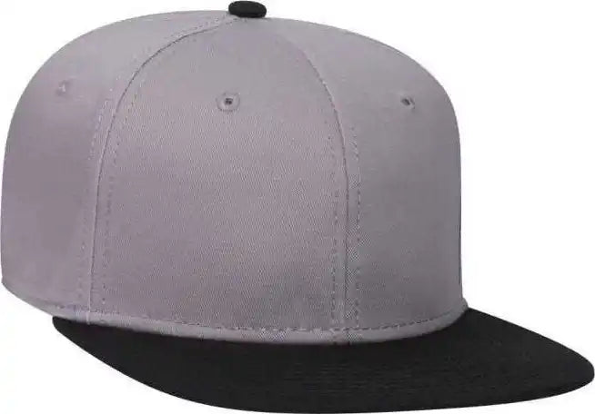 Otto 145-1044 Superior Cotton Twill Round Flat Visor Youth 6 Panel Snapback Hat - Black Gray