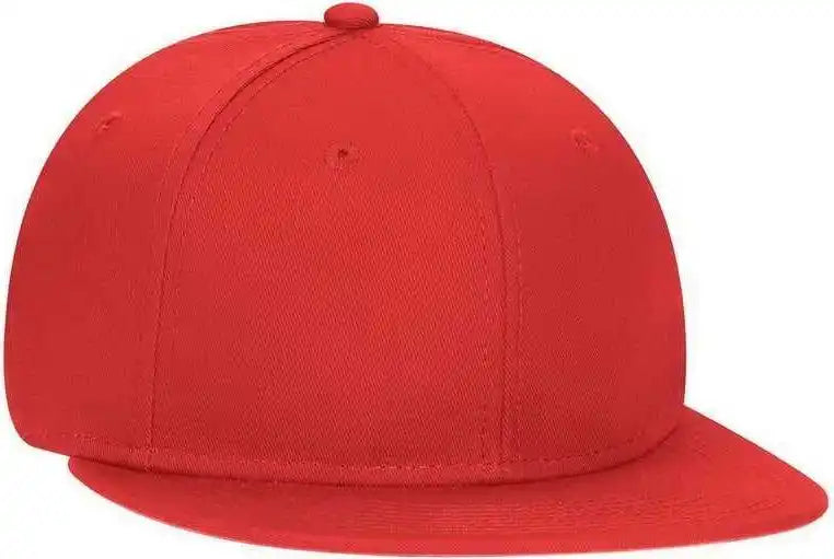 Otto 145-1044 Superior Cotton Twill Round Flat Visor Youth 6 Panel Snapback Hat - Red